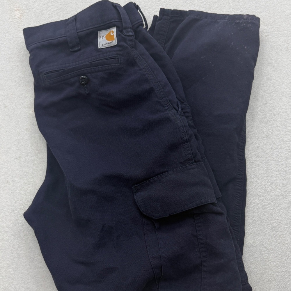 Carhartt FR Cargo Pants Mens 28x30 Navy Blue Flame Resistant Workwear Utility